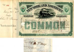 New York and Northern Railway Co. signed by Chas. T. Barney