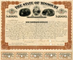 State of Missouri signed by Governor B. Gratz Brown