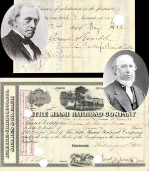 Little Miami Railroad Co. issued to William H. Procter and James N. Gamble and signed by Gamble - 1894 dated Autographed Stock Certificate