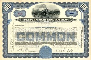 Western Maryland Railway Co. issued to Victor K. Kiam - Stock Certificate