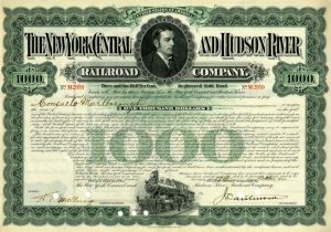 New York Central and Hudson River Railroad Co. issued to Consuelo Marlborough (Vanderbilt) Not Signed - $1,000 Railway Gold Bond