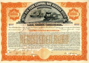 New York Central and Hudson River Railroad Co. issued to J.P. Morgan and Co. - $1,000 Bond