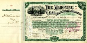 Mahoning Coal Rail Road Co. issued to W.K. Vanderbilt - Stock Certificate