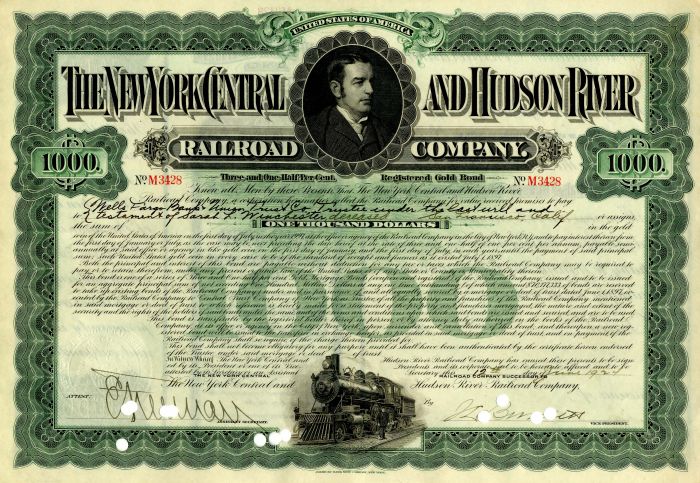 New York Central and Hudson River Railroad Company issued to Sarah L. Winchester