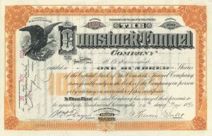 Comstock Tunnel Co. signed by Theodore Sutro - Autographed Stock Certificate
