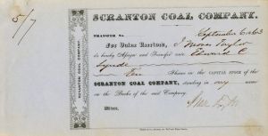 Scranton Coal Co. signed by Moses Taylor