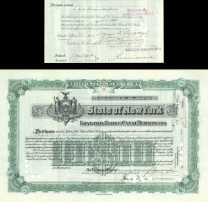 State of New York Issued to Malvina Astor - $10,000 1915 dated Bond