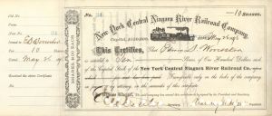 New York Central Niagara River Railroad Co. signed by Chauncey M. Depew - 1896 dated Autographed Stock Certificate