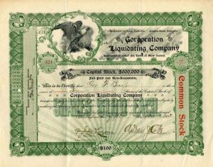 Corporation Liquidating Co. Issued to George F. Baker - Stock Certificate