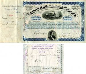 Northern Pacific Railroad Co. Issued to and Signed by Israel H. Putnam - Stock Certificate