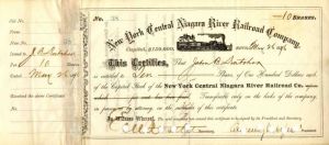 New York Central Niagara River Railroad Co. Signed by Chauncey M. Depew - Stock Certificate