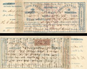Odd Fellows' Hall Association Signed by F.F. Fargo - 1862 Autographed Stock Certificate