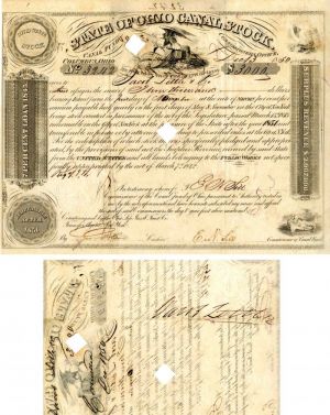 State of Ohio Canal Bond Issued to Jacob Little & Co. and Signed by Jacob Little - Actually A Bond