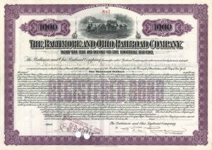 Baltimore and Ohio Railroad Co. Issued to Albert Rothschild, Trustee - 1914 dated $1,000 Bond