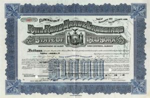State of New York Bond issued to George Washington Vanderbilt III - $1,000 Railroad Grade Crossings Bond