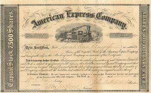 American Express Co. Signed by John Butterfield and William G. Fargo - Stock Certificate