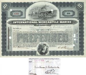 International Mercantile Marine Co. Issued to and Signed by Anna J. Rothschild - Stock Certificate