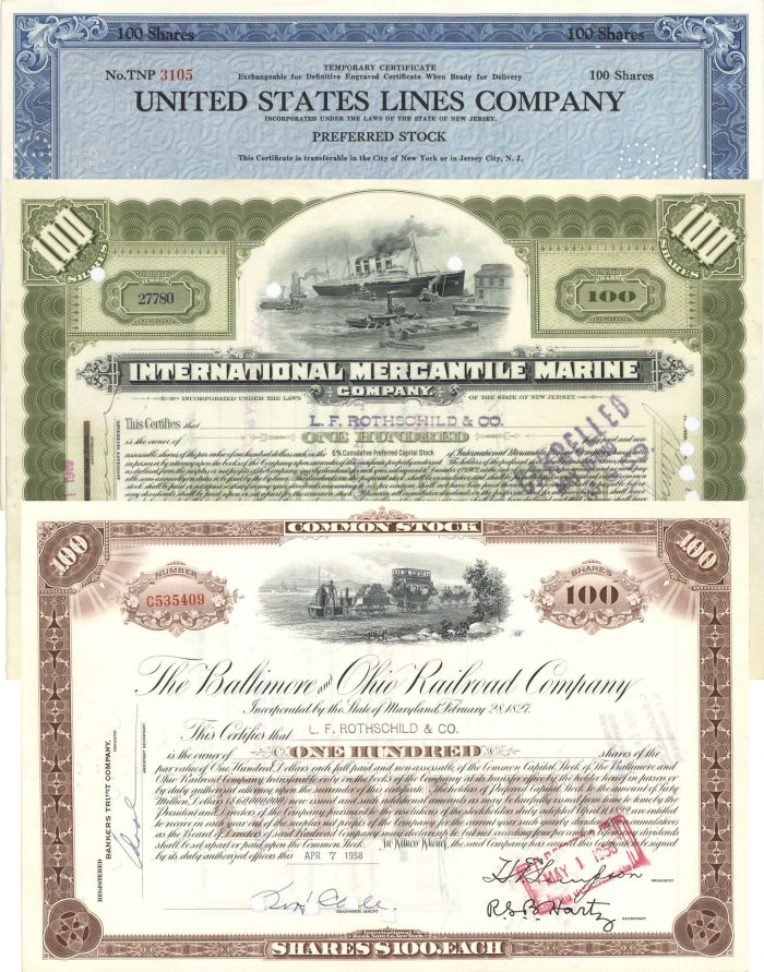 Group of 12 Stocks Issued to L.F. Rothschild and Co. and Others - Stock Certificate