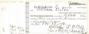 New York and Harlem Railroad Co. issued to William Astor - Bond