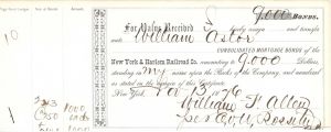 New York and Harlem Railroad Co. issued to William Astor - Railway Bond