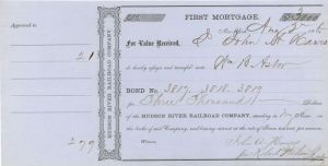 Hudson River Railroad Co. issued to Wm. B. Astor - Bond Transfer
