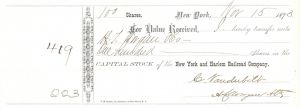 New York & Harlem Railroad Co. Transfer Signed by Attorney for Commodore Cornelius Vanderbilt - Autographed Railway Transfer Document