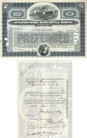 International Mercantile Marine Co. Issued to and signed by John Kennedy - Autographed Stock - Titanic History