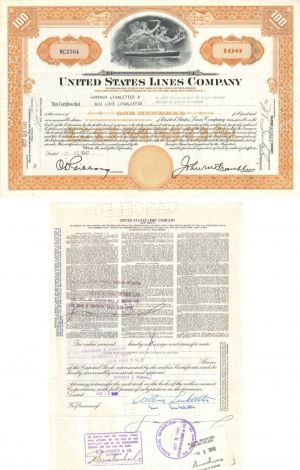 United States Lines Co. Issued to and signed by Arthur Linkletter - Autographed Stocks and Bonds