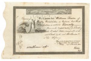 Stock signed by Nicholas Biddle - Autograph Stock - Bank of the United States of America