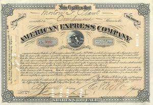 American Express Co. Signed by James F. Fargo, George C. Taylor and Fred P. Small - Stock Certificate