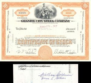 Granite City Steel Co. Signed by William Goldman - Stock Certificate 