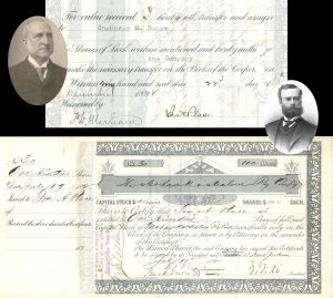 Mohawk and Malone Railway Co. signed by W. S. Webb - 1892 dated Autograph Stock Certificate