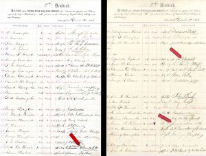 Hudson River Railroad Co. Dividend Sheet Signed by Commodore Cornelius Vanderbilt and Augustus Schell - Autographs