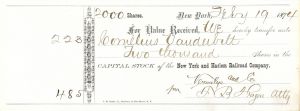 New York and Harlem Railroad Co. Transferred to Cornelius Vanderbilt II - Railway Stock Certificate
