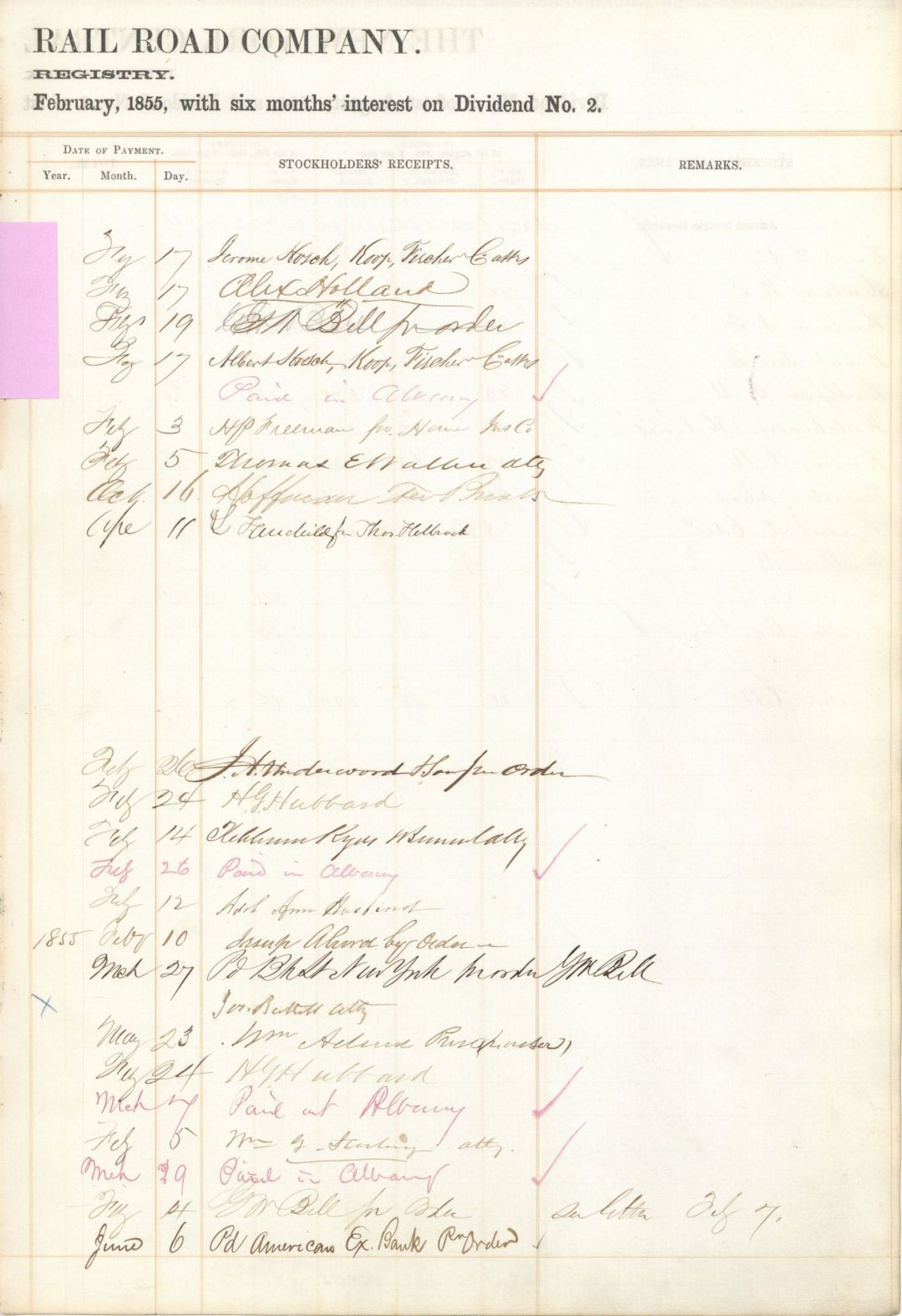 New York Central Ledger signed by Alex Holland - Autographed Stocks and Bonds