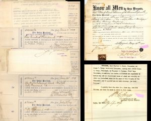 Several Different Documents Signed by James C. and William G. Fargo - Autographed Stock Certificate