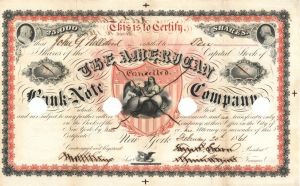 American Bank Note Company signed by Tracy R. Edson - 1861 dated Autographed Stock Certificate