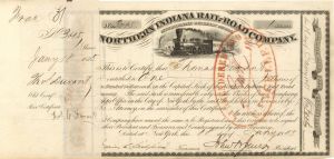 Northern Indiana Rail-Road Co. Issued to and signed by Thomas Durant - 1855 dated Autograph Railway Stock Certificate