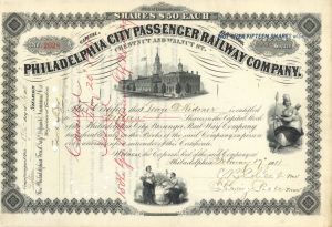 Philadelphia City Passenger Railway Co. issued to George D. Widener - not signed - Died on the Titanic - 1911 dated Stock Certificate