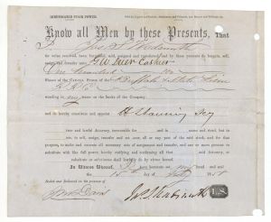 Buffalo and State Line Rail Road Co. signed by James S. Wadsworth - 1858 or 1860 dated Autographed Stock Transfer