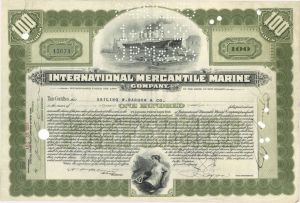International Mercantile Marine Co. issued to Sailing W. Baruch and Co. - 1924 dated Autographed Stock Certificate