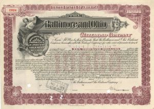 Baltimore and Ohio Railroad Co. Issued to Louis D. Brandeis - $1,000 1913 dated Autographed Bond