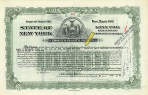 State of New York Bond Issued to Trustees for Jack F. Chrysler - $10,000 1945 dated Autograph Highway Improvement Bond