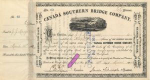 Canada Southern Bridge Co. Signed by C.F. Cox - 1894 or 1900 dated Stock Certificate