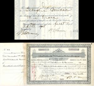 Mohawk and Malone Railway Co. Issued to and Signed by William C. Brown - 1903 dated Autographed Stock Certificate