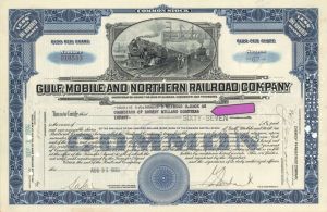 Gulf, Mobile and Northern Railroad Co. issued to Guardians of Robert Millard Goodyear - 1932 dated Stock Certificate