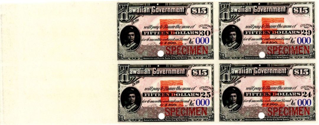 Hawaiian Government Block of 4 - $15