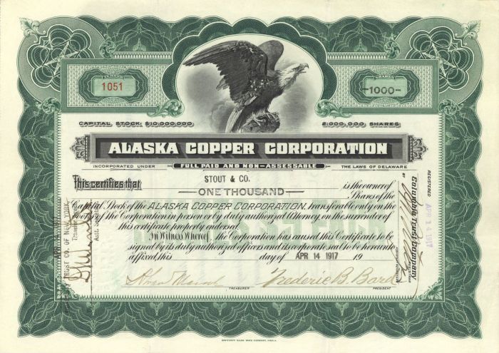 Alaska Copper Corporation - Stock Certificate