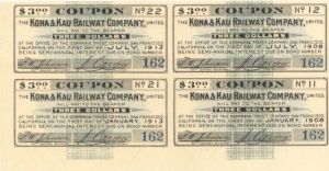 Kona and Kau Railway Company - Bond Coupons