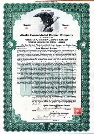 Alaska Consolidated Copper Co. - $500 Bond